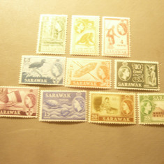 Serie mica Sarawak colonie britanica 1955 ,Regina Elisabeta II ,10 valori