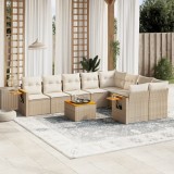 vidaXL Set canapele de grădină cu perne, 10 piese, bej, poliratan 3259552