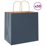 VidaXL Saci de h&acirc;rtie 50 buc cu m&acirc;nere Albastru 26x17x25 cm