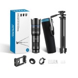 Cumpara ieftin Set extins format din teleobiectiv zoom 40x, Apexel cu trepied profesiojal si clips prindere la Phone 15,14,13,12,11, Samsung Galaxy S23, Note, Huawei