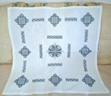Fata de masa Vintage din bumbac cu cusutura manuala in cruciulite- Motive etnice