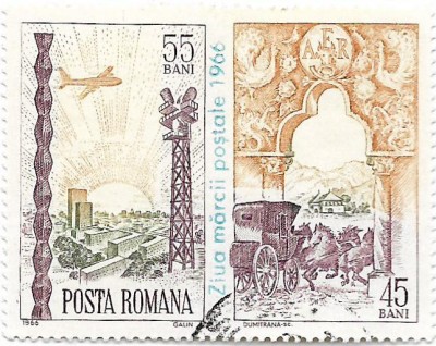 Ziua marcii postale romanesti, 1966 - obliterat foto