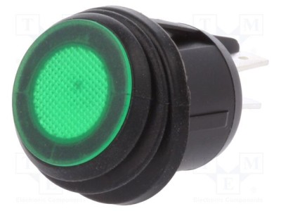Rocker DPST Verde ON-OFF 20A 12VDC IP65 LED SCI foto