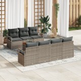 VidaXL Set Canapea Grădină 8 pcs Gri Mare Ratan &amp; Oţel &amp; Poliester