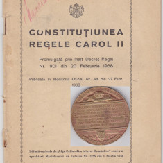 Constitutiunea Regelui CAROL II + Medalia Constitutia Prima ANIVERSARE 1938-1939