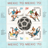 Rom&acirc;nia, LP 729a/1970, C.M. de Fotbal - Mexic, bloc dantelat, MNH, Nestampilat