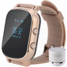 Ceas Smartwatch cu GPS Copii si Adulti iUni Kid58, Telefon incorporat, LBS, Wi-Fi, Gold + Boxa Cadou foto