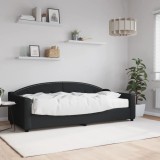 Cumpara ieftin Pat de zi cu saltea, negru, 90x200 cm, textil