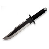 Cutit tactic multifunctional Rambo, otel inoxidabil, spargator sticla, surubelnita, maner compartiment depozitare, 39.5 cm