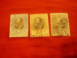 3 Timbre Serbia Rege Peter I 1905 - Uzuale : 25p, 50p ,1D ,stampilate