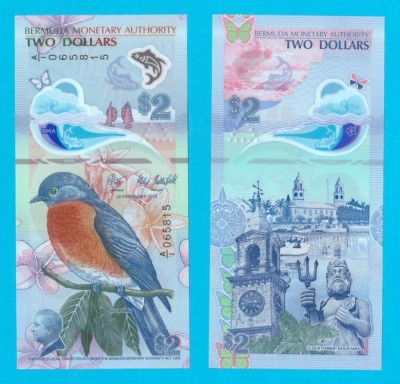 Bermuda (p#63) 2 Dollars 2024 UNC &amp;#039;Charles III&amp;#039; serie: A/I 065815 foto