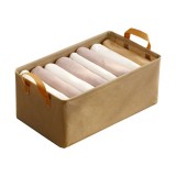 Cutie Depozitare pentru Haine, lucruri, din Textil cu Cadru Metalic, Manere Laterale, forma Dreptunghiulara, 47 x 28 x 20 cm, volum 26 L, Kaki