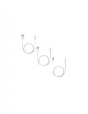 Set 3 cabluri albe de date si incarcare USB / Lightning, 2A, viteza 10 Gbps, 1 M