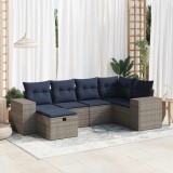 Cumpara ieftin Set mobilier grădină cu perne, 6 piese, gri, poliratan
