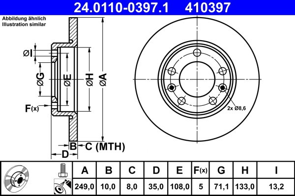 ATE 24.0110-0397.1 Disc frana