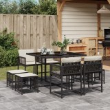 Cumpara ieftin Gossi set mobilier de gradina cu perne, 9 piese, negru, poliratan