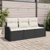 VidaXL Set de canapele pentru grădină cu pernă 3 pcs Negru Rattan poli 3354226
