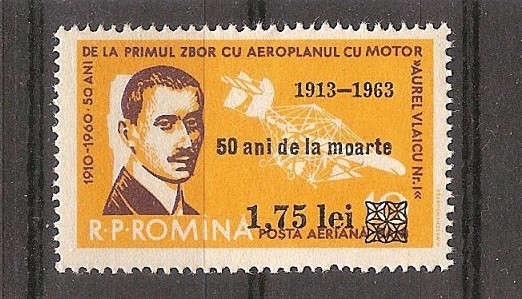 50 ani de la moartea lui Aurel Vlaicu, supratipar, 1963, MNH, nr. lista 567