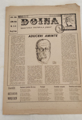 DOINA - Societatea Culturală &amp;quot;Doina&amp;quot; R&amp;acirc;mnicu Sărat (mai 1990) nr. 3-4 foto