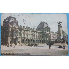 Carte Postala, Paris, Le Louvre et le Monument de Gambetta, 1912