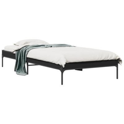 vidaXL Cadru de pat, negru, 75x190 cm, lemn prelucrat și metal 845056 foto