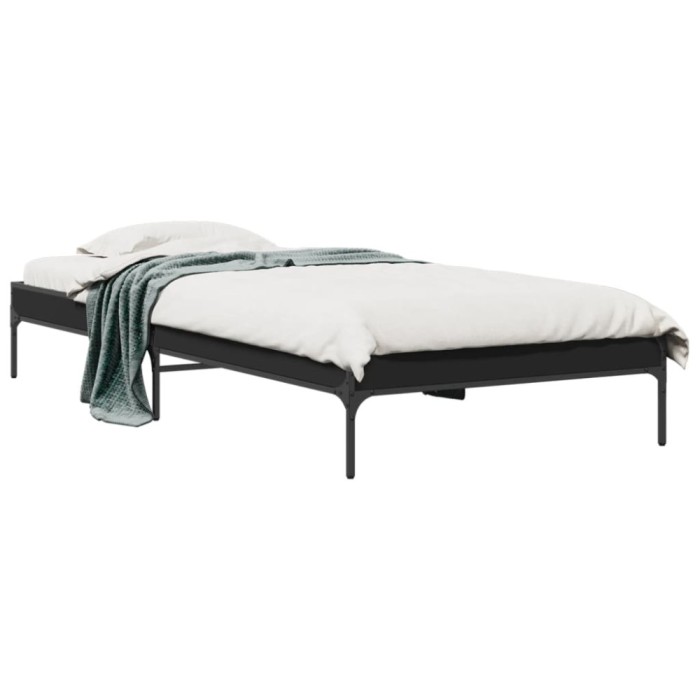 vidaXL Cadru de pat, negru, 75x190 cm, lemn prelucrat și metal 845056