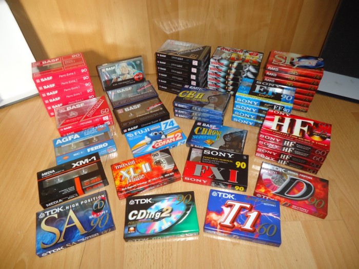 Casete audio sigilate Agfa, BASF, Fuji, Maxell, Raks, Sony, TDK anii 80-2005.