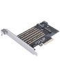 Adaptor PCI-Express - 2x M.2 NVME Orico PDM2 SSD-uri compatibile 2230/2242/2260/2280 PCI-E Channel NVME Protocol M.2/SATA M.2