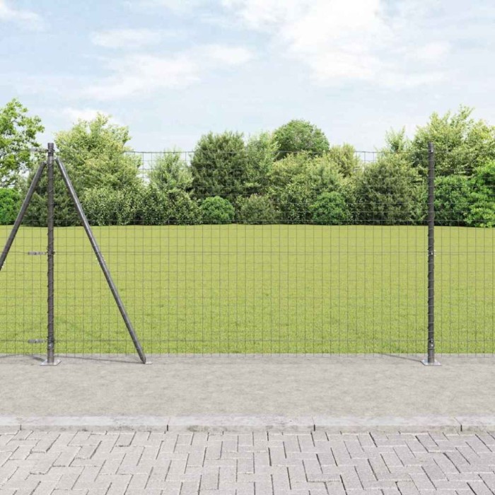 Set de St&acirc;lpi de &Icirc;mprejmuire Manual 7 pcs Gri &Oslash;32mm 160 cm