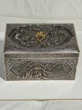 CUTIE CASETA BIJUTERII ARGINT 950 - Tabachera - China - Sec. XIX - Dinastia Qing - Repousse - Rara - De Colectie - Unicat !