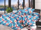 Cumpara ieftin Lenjerie de pat pentru o persoana cu husa elastic pat si fata perna patrata, Callidora, bumbac mercerizat, multicolor