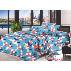 Lenjerie de pat pentru o persoana cu husa de perna patrata, Callidora, bumbac mercerizat, multicolor