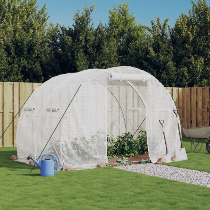 Gossi sera cu un cadru din otel, alb, 6 m2, 3x2x2 m