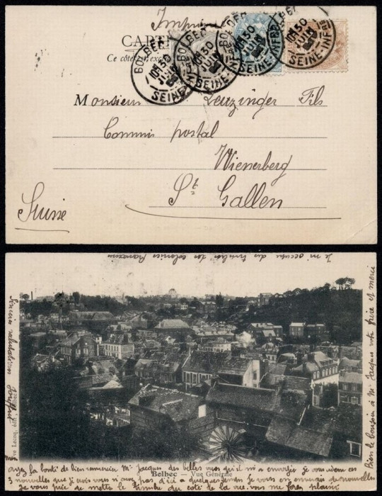 France 1904 Old postcard Postal stationery Bolbec to Switzerland DB.151
