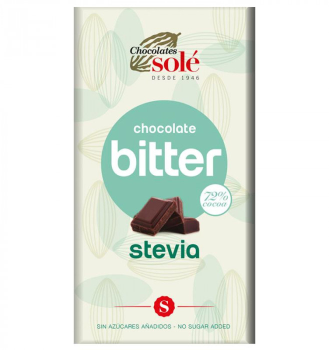 Ciocolata Neagra cu Stevie Minim 72% Cacao Pronat 100gr