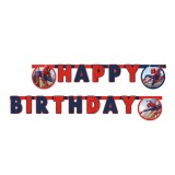 Ghirlanda petrecere din carton cu happy birthday model Spiderman 2 M