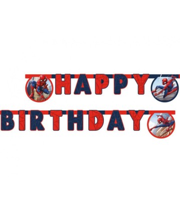 Ghirlanda petrecere din carton cu happy birthday model Spiderman 2 M foto