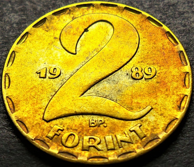 Moneda 2 FORINTI - RP UNGARA / UNGARIA COMUNISTA, anul 1989 *cod 1863 B = cameo foto