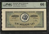 1000000 lei 1947 PMG66 UNC bancnota gradata