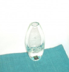 Vaza cristal cu bula controlata, gravata manual - design Bengt Orup, Hyllinge foto