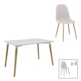 Cumpara ieftin Set masa si scaune 5 piese Bella-Natali Alb 120x80x76 cm