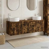 Cumpara ieftin Set dulap baie 3 buc. Stejar fumuriu 161,5 x 44,5 x 80 cm