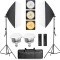 Kit de 2 softboxuri, 2 trepiezi reglabili 200 cm, 2 becuri LED de 105W cu telecomanda control, geanta de transport inclusa