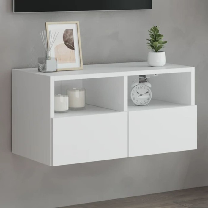 vidaXL Comodă TV de perete, alb, 60x30x30 cm, lemn prelucrat