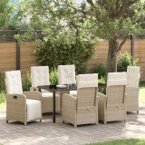 VidaXL Set de dining de grădină , 7 piese, cu perne, din rattan sintetic bej