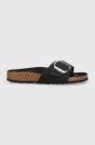 Birkenstock papuci din nubuc Madrid Big Buckle culoarea negru, 1006523