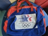 Geanta gentuta nefolosita (cu eticheta ) romaneasca Olimpiada Los Angeles 1984 epoca de aur comunista