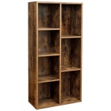 Biblioteca VASAGLE cu 7 compartimente deschise, maro rustic, 50x24x106 cm
