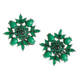 Cercei cu clips si floare verde