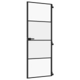Cumpara ieftin Usa de interior negru 76x201,5 cm sticla securiz./aluminiu slim